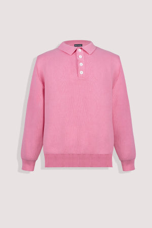 Baby Pink Long Sleeve Knitted Polo