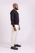 Black Long Sleeve Knitted Polo