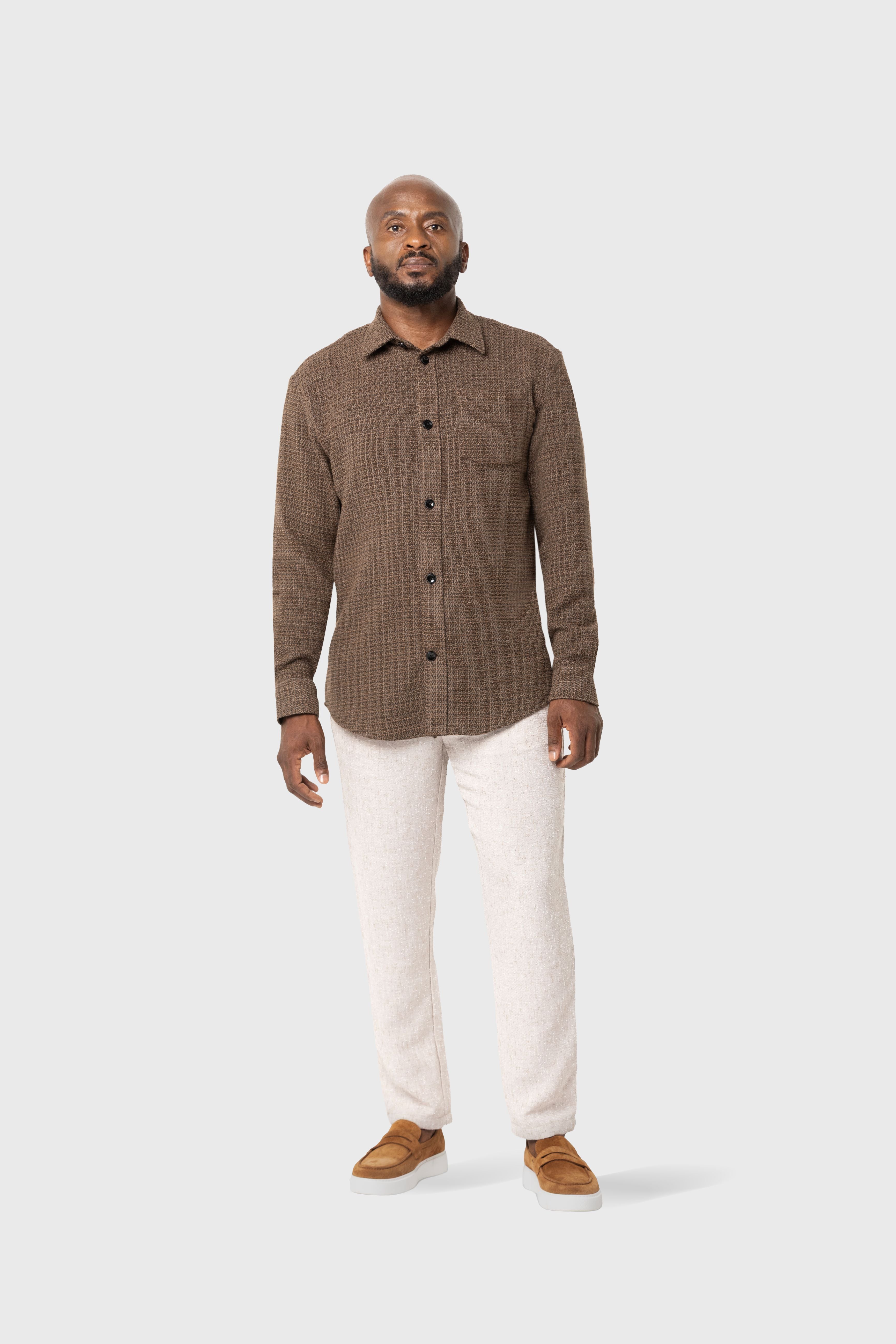 Regular Fit Jacquard Pants - Latte