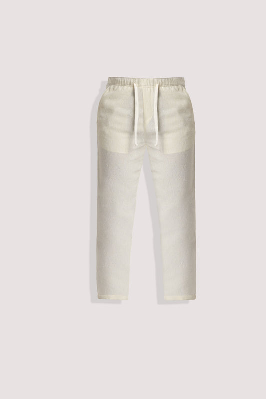 Regular Fit Jacquard Pants - Off White