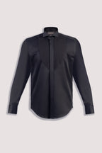 Black Pleated Tuxedo Shirt