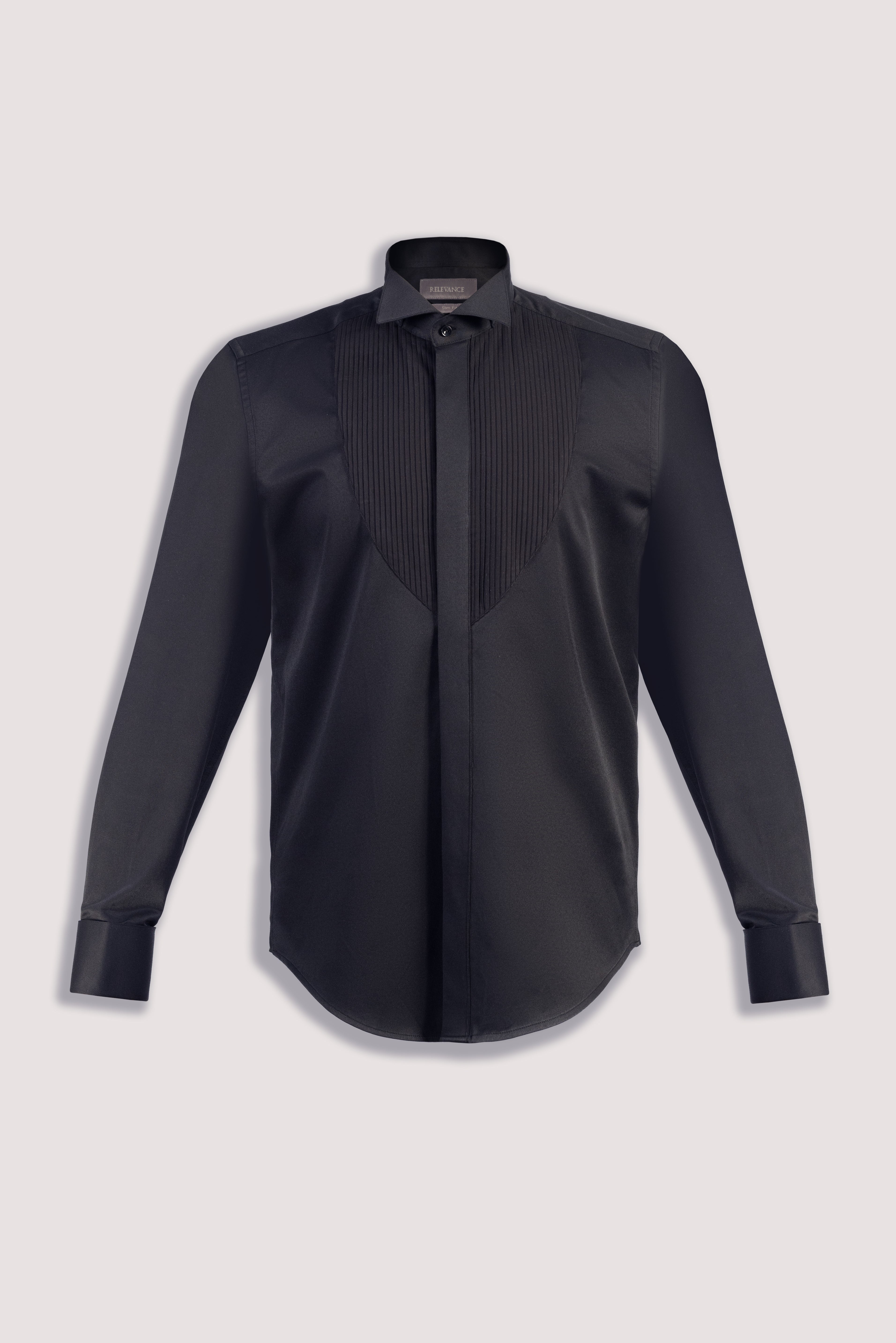 Black Pleated Tuxedo Shirt