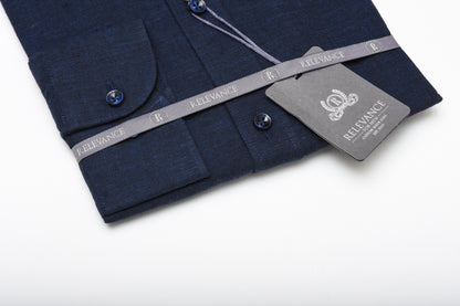 100% Linen Shirt - Navy