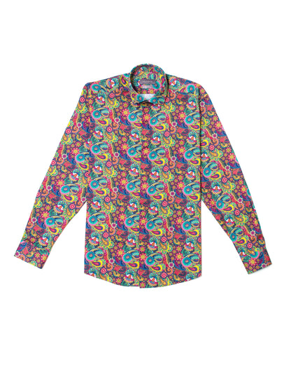 Kaleiodoscopic Jacquard Satin Shirt