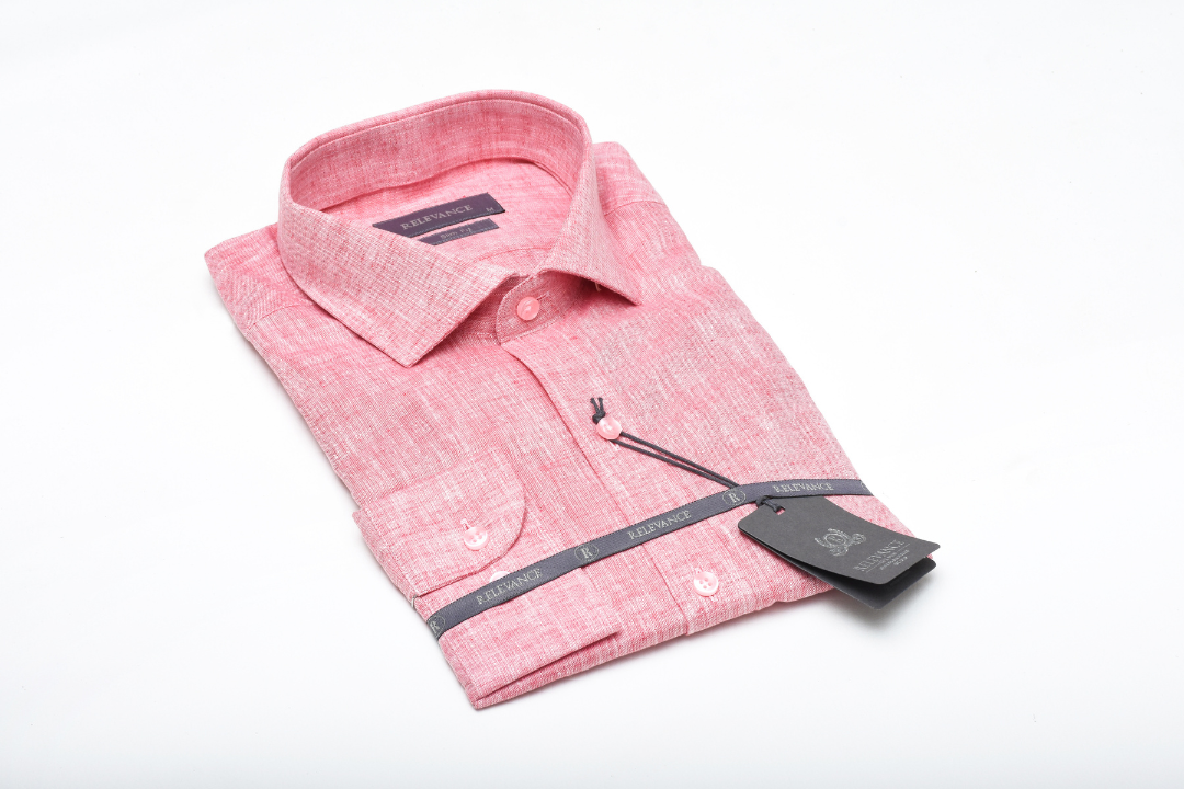 100% Linen Shirt - Salmon