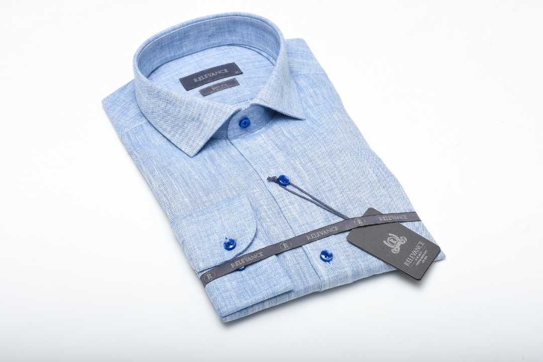 100% Linen Shirt - Powder Blue